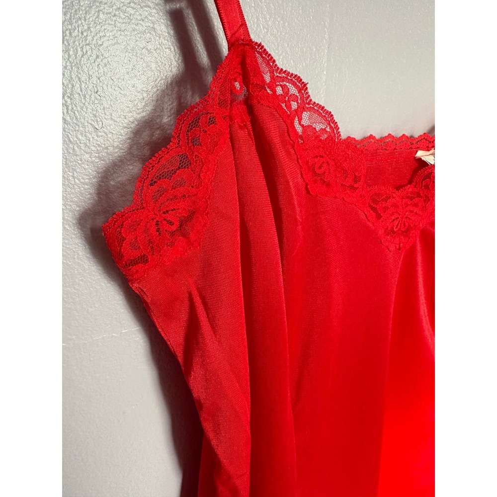Vintage Red Lace Trim Coquette Luxe Sensuous Camisole Top Mel-Lin Adjustable Med - Picture 3 of 7